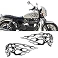 TOMALL 2pcs Skull Flame Stickers for Car Motorcycle Tank Vinyl Racing Sports Flame Stripe Decal for Golf Cart Off-Road Vehicles Motorcycles Bike Skateboard Laptop DIY Decoration (Black)
