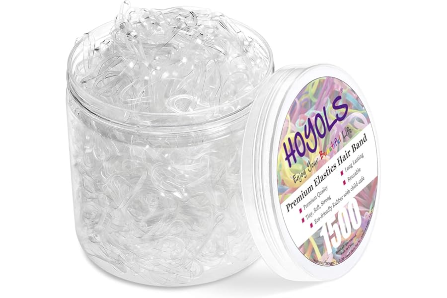 HOYOLS Clear Elastic Hair Rubber Bands, 1500pcs Mini Small Clear Ponytail Elastics Holders for Blond Kids Girls Hair No Crease Damage No Hurt 1 Inch TPU
