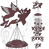 Flying Pigs Wind Chimes Outdoor Decoration, Gifts for Mom, Home, Garden, Balconies, Rooms, Patio, Indoor, Memorial Wind Chimes, 37.5 Inch Fly Pigs Wind Catcher, Outside Waterproof Pig Wind Bells