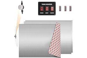 DaierTek RV Tank Heater Pad 12V with 2 Thermostat 12" × 18" for 50 Gallons Fresh Water/Grey Water/Black Water Tank, RV Water 