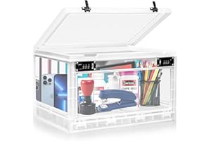 GLOQESEN Large Medicine Lock Box, Personal Items Lockable Container for Phone/Tablet, Refrigerator Locking Storage Bin for Snack/Food, Childproof First AID Locked Cabinet