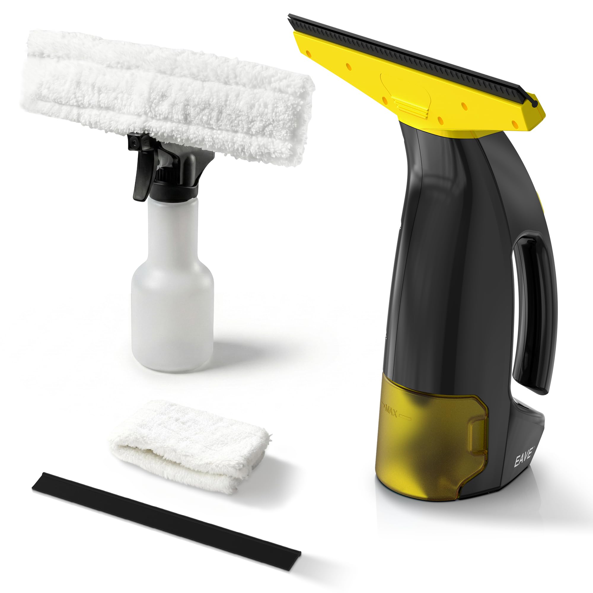 Fenstersauger Set, Akku Fenstersauger mit 45 Minuten Akkulaufzeit, Fensterreiniger Elektrisch mit 28cm Saugdüse & 200ml Wassertank, Geeignet für Fenster, Fliesen und Spiegel (grün)