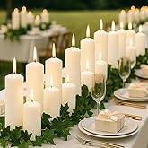 Veiuwa 36 Pcs White Pillar Candles Bulk Set,2x3 2x6 2x8 Inch - 12 Each Size,Hurricane Candles,Dripless Unscented Smokeless,Gives You a Better Atmosphere When Organizing an Event Party.