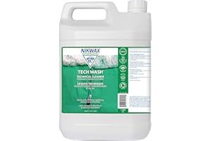 Nikwax Tech Wash 169 fl. oz., Technical Cleaner for Jackets and Outerwear, Restores Waterproofing in Rain, Ski, and Snow Gear, Safe for Gore-Tex and DWR