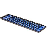 Ernst Mfg 18-Inch Organizer 3 Rail Socket Boss (8451) - Toolbox Organization Tray - SAE &amp; Metric Storage with labels, 57 Twist-Lock Clips for 1/4-inch, 3/8-inch, &amp; 1/2-inch Drive Sets, Blue (Patented)
