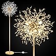 69 inch Crystal Floor Lamp, Modern Standing Lamp with K9 Crystal, LED Floor Lamp with On/Off Foot Switch, Metal Tall Pole Lamp for Living Room, Girls Room, Bedroom, Dresser, Office, Gold Finish