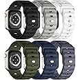 Adorique Sport Bands 6-Pack Compatible with Apple Watch Ultra 2 Band 49mm 46mm 45mm 44mm 42mm, Wide Soft Silicone Wristbands Waterproof Strap Men for iWatch Series 10 9 8 7 6 5 4 3 SE Ultra