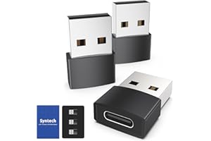 Syntech USB C Female to USB Male Adapter Pack of 3 Type C to USB A Converter Compatible with iPhone 15/14/13/12 Pro Max iPad Air 6 Apple Watch Series 9/8/7 AirPods 3 Samsung Galaxy etc, Black