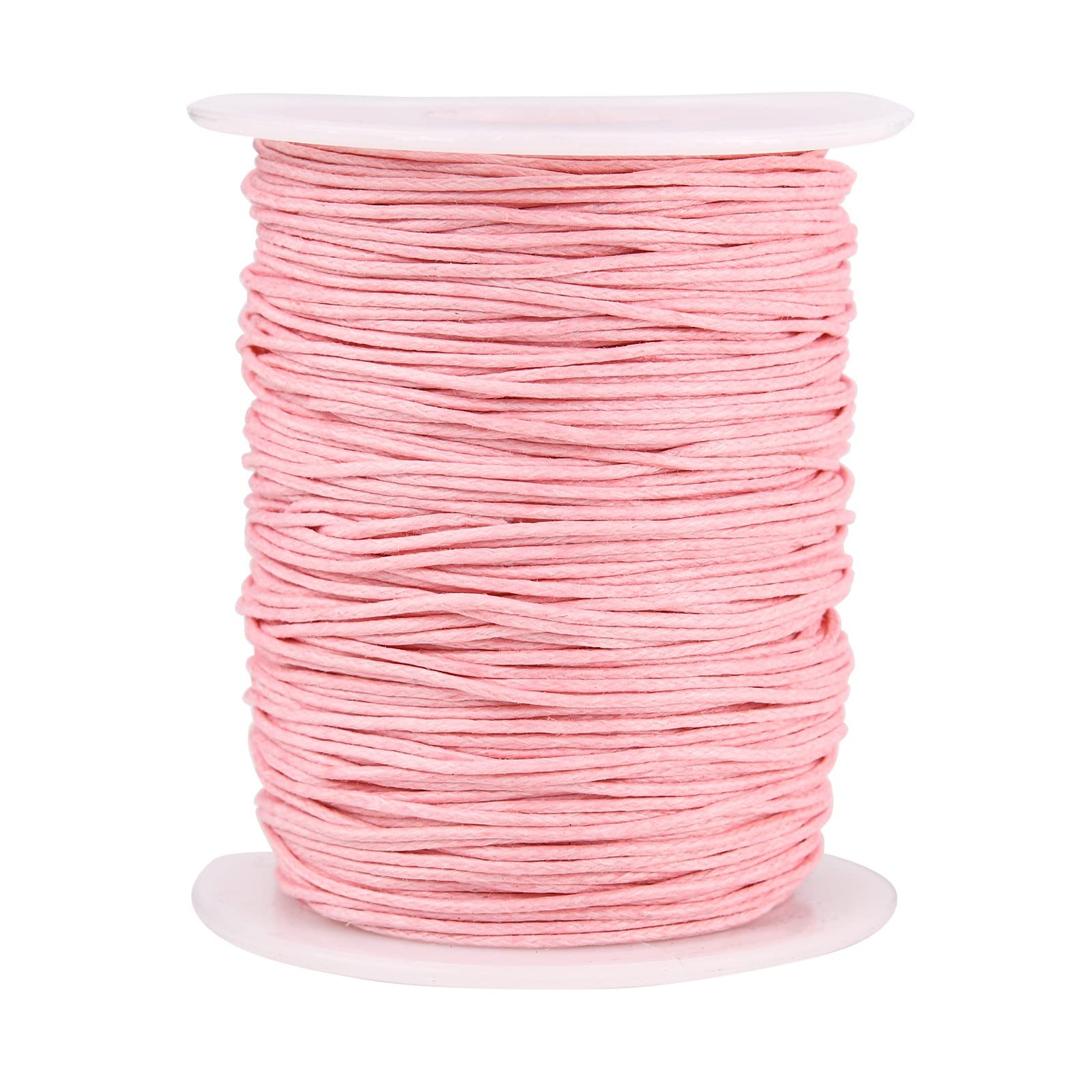 UR URLIFEHALL 100 Yards/90m 1mm Quality Pink Waxed Cotton Thread Cords Macrame Artisan String for Jewelry Making Findings