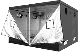iPower 120"x120"x78" 10’ x 10’ Mylar Hydroponic Water-Resistant Grow Tent with Observation Window and Removable Floor Tray, Tool Bag for Indoor Plant Seedling, Propagation, Blossom, etc