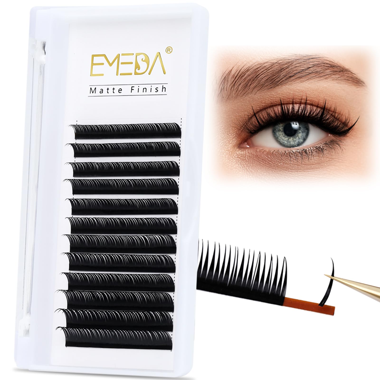 EMEDA Wet Lash Extensions 0.07mm C Curl 9mm 10mm 11mm 12mm DIY Spike Eyelashes Manga Anime Look Lash Extensions for Cosplay Wet Natural Eyelashes (9-12mm) — image 1