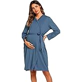Ekouaer Maternity Robe Labor Delivery Nursing Gown Hospital Breastfeeding Dress Bathrobes