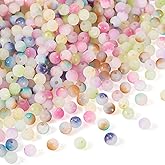 Sparkeads 540 Pcs 6mm Frosted Glass Beads Bulk Crackle Sea Glass Beads with Glitter Powder Baking Painted Round Crystal Bead for Jewelry Making Bracelet Necklace Earring Crafts Accessories