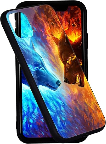 Amazon Com Iphone 11 Case Pricetail Anti Drop Tpu Bumper Slim Light Weight And Hard Pc Scratch Proof Tempered Glass Protector Cover Fit Iphone 11 Cases For Girls Boys Ice Wolf Vs Fire Wolf