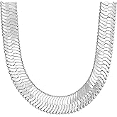 IFIX Big Heavy Faux Silver Herringbone Chain Necklace for Men Women 11mm Thick, 18" 20" 22" Long 90s Hip Hop Jewlery Chain Sparkling Silver Rapper Chain