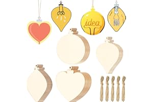 40Pcs Unfinished Paintable Blank Wooden Christmas Bulb Shape 4 Design Festival Decoration Ornaments, Xmas Tree Hanging Wood S