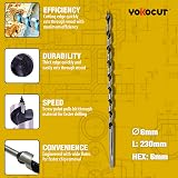 YOKOCUT Auger Drill Bit 6mm x 230mm Hex Shank Wood Plastic Drywall view 3