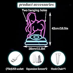 DJ LED Neon Sign,Music Room Wall Art for Bar, Party