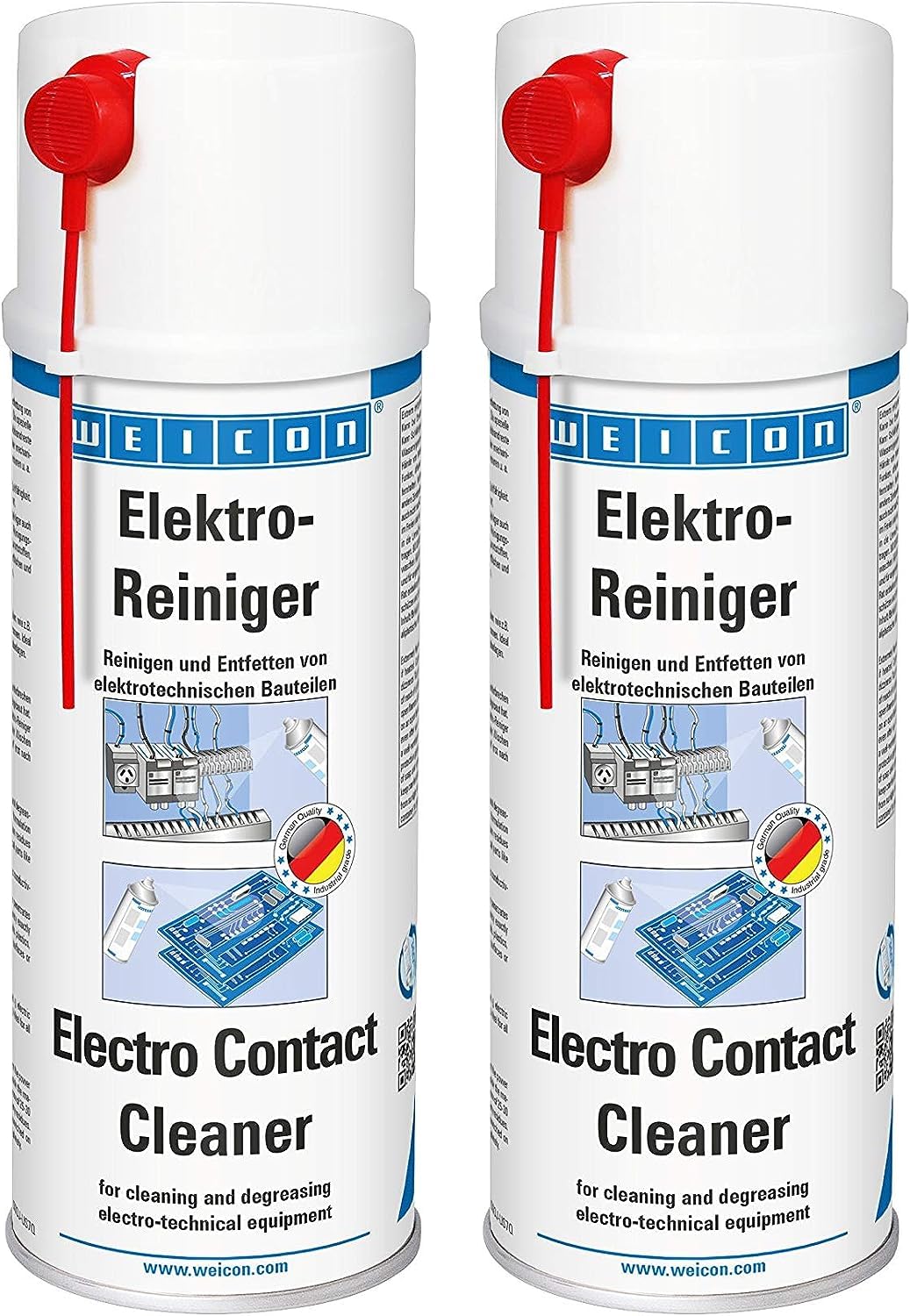 WEICON Electro Contact Cleaner / 400 ml / 2-Pack/Contact Spray for Electronic Components/Dissolves Corrosion/Removes Dust and Dirt