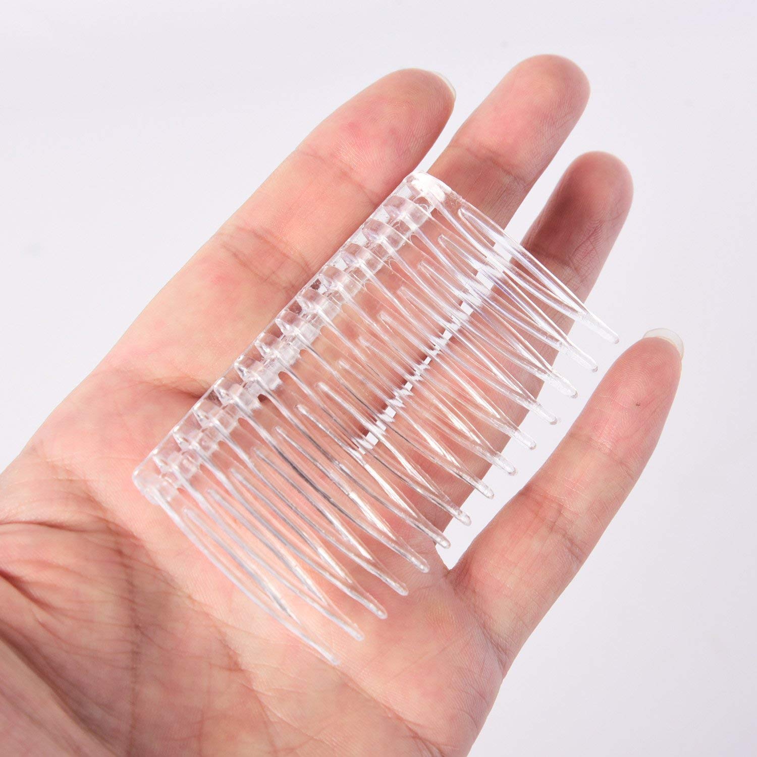 Pangda 10 Pieces Hair Clip Combs 14 Teeth Plastic Bridal Wedding Veil Combs, Clear : Beauty