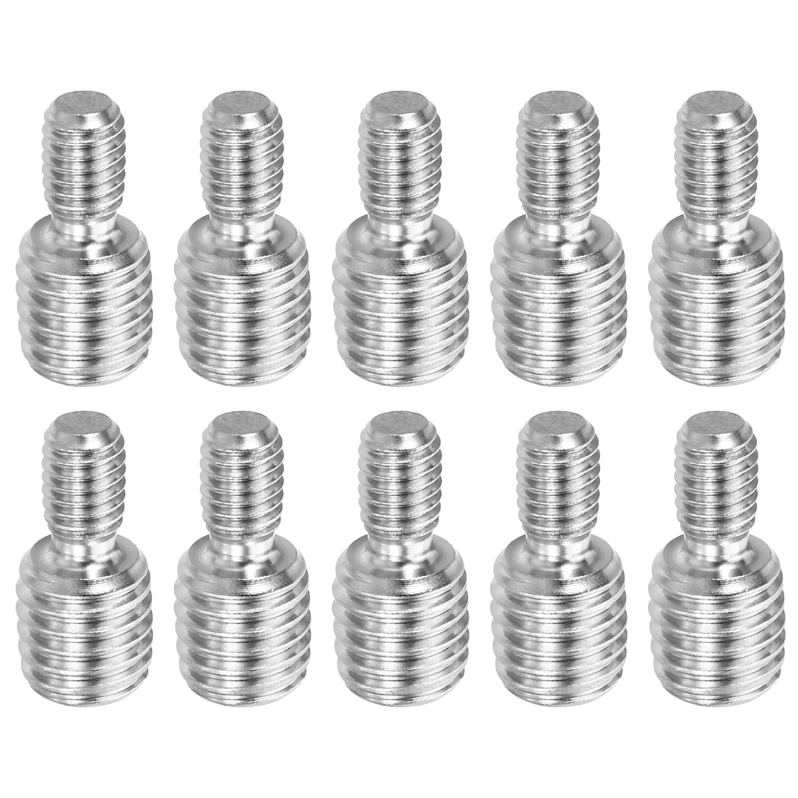PATIKIL M6x10mm to M10x10mm Double End Threaded Stud Screw Bolt, 10 Pack 304 Stainless Steel Rod Bolts Thread Reducer Adapter for Furniture Fastener, Hardware Connectors