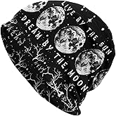Sun and Moon Black and White Beanies Thin Bonnet Cap Casual Skull Cap for Jogging Cycling