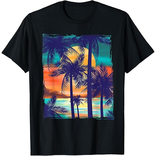 Amazon.com: Tropical Ocean Sunset Palm Trees Stylish Street Art