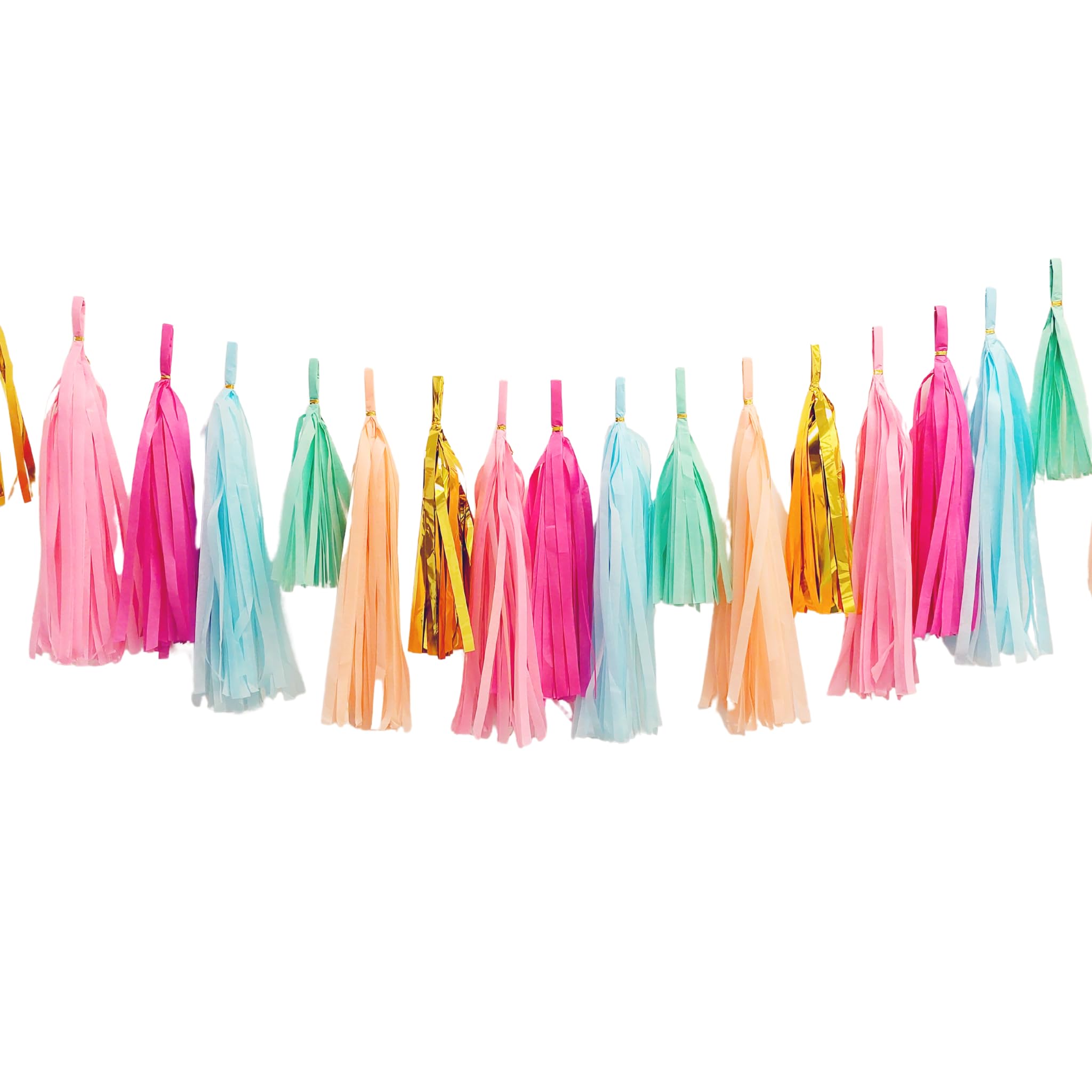 Gold mint peach pink blue tissue tassel garland multi rainbow DIY 6 packs 30pcs home birthday decoration