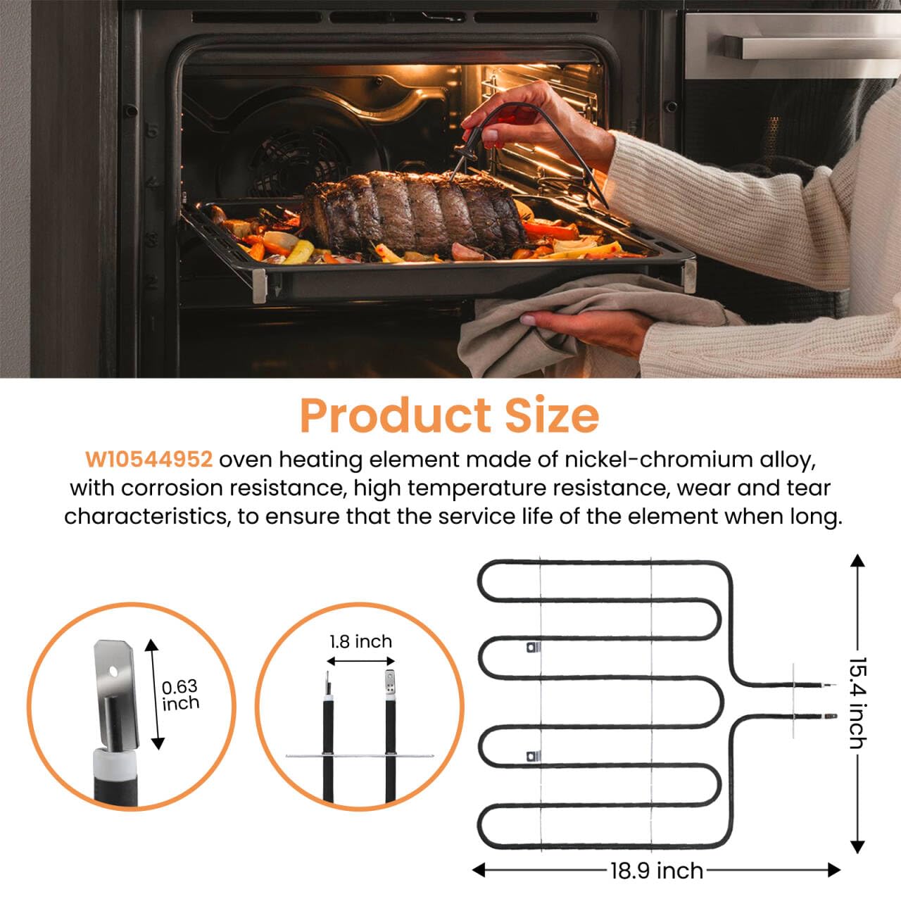 KTXzxdr W11238400 W10544952 240V 4000w Oven Broil Heating Element,Replaces PS12578760 AP6333402 4591414 EAP12578760 Part Number
