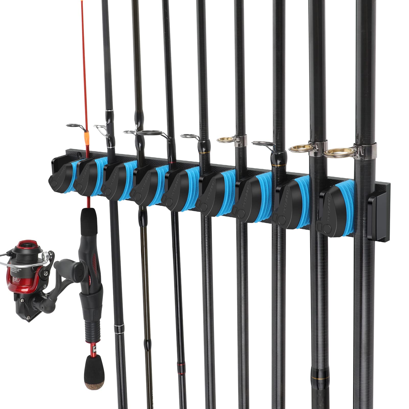 PLUSINNO Vertical Fishing Rod Holder, Wall Mounted Fishing Rod Rack
