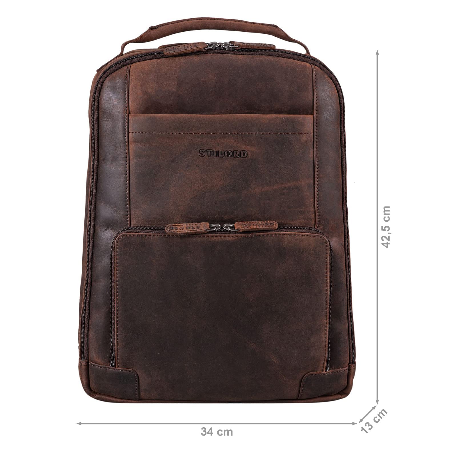 STILORD XL Herren-Businessrucksack aus Leder braun - 15-17 Zoll großer Arbeitsrucksack - Männer Laptop-Rucksack - Vintage Office-Bag aus Echtleder 'Harlow' 3