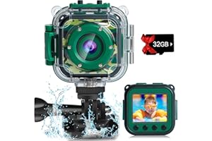 PROGRACE Waterproof Camera for Kids - Children Digital Video Cameras Underwater Camera 1080P Toddler Sports Cameras for Boys Birthday Cámara Pool Toys Age 3 4 5 6 7 8 9 10 11 12