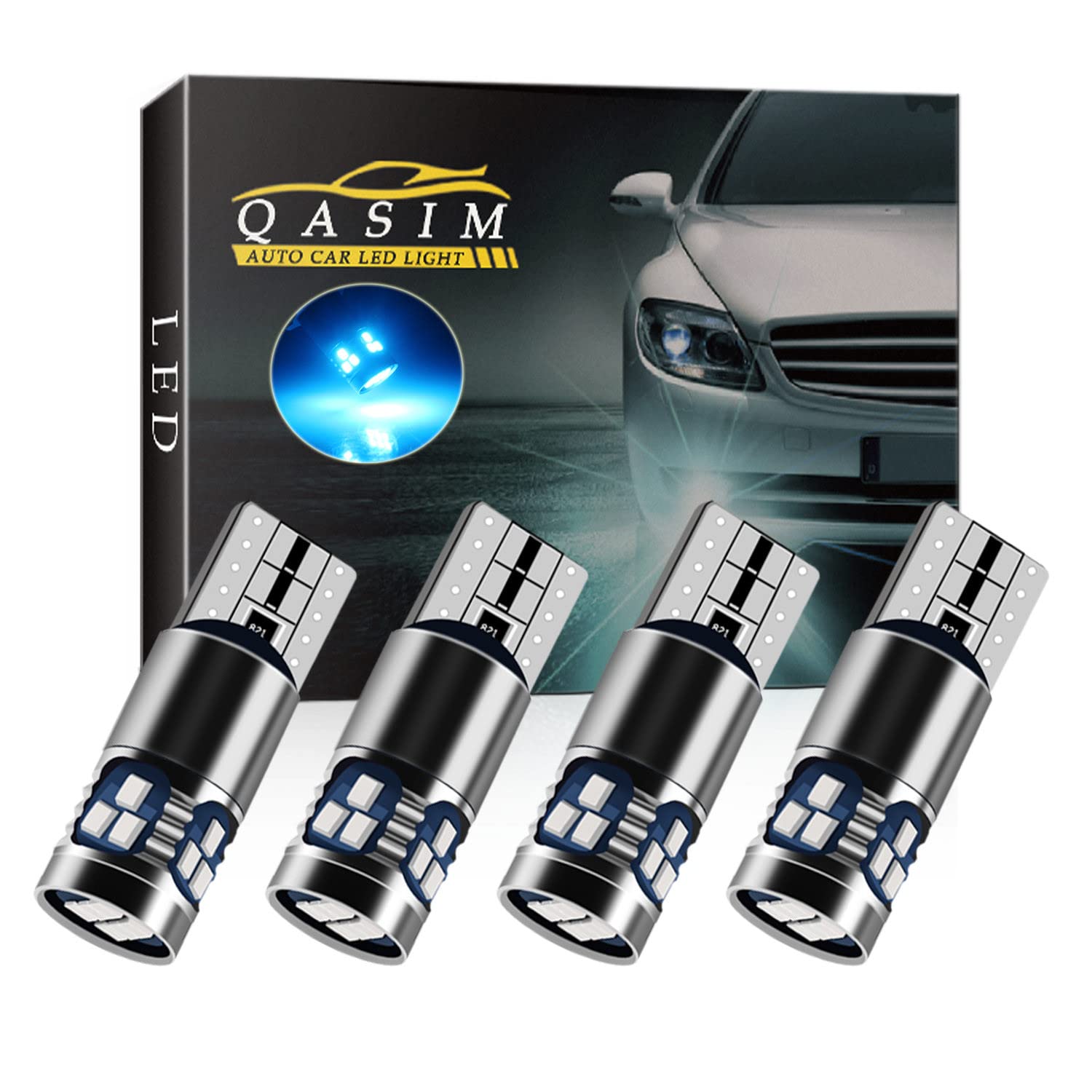 Qasim 4pcs T10 501 LED Bulbs Ice Blue W5W 194 168 LED Light Canbus No Error 2016-18SMD 450 Lumens for Car Side Lights Interior Dome Map Door Courtesy Number Plate Lights