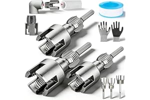 4 in 1 Water Pipe Threader Tool for Electric Drill, 1/2", 3/4", 1" PVC Pipe Threading Kit, Heavy Duty Carbon Steel Pipes Tap 