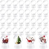 Uiifan 32 Pcs DIY Snow Globe Water Globe 4 Inches Clear Plastic Snow Globe with Screw Off Cap Fillable Water Globe Jar for DIY Crafts Christmas Display Home Decoration Kids Gifts