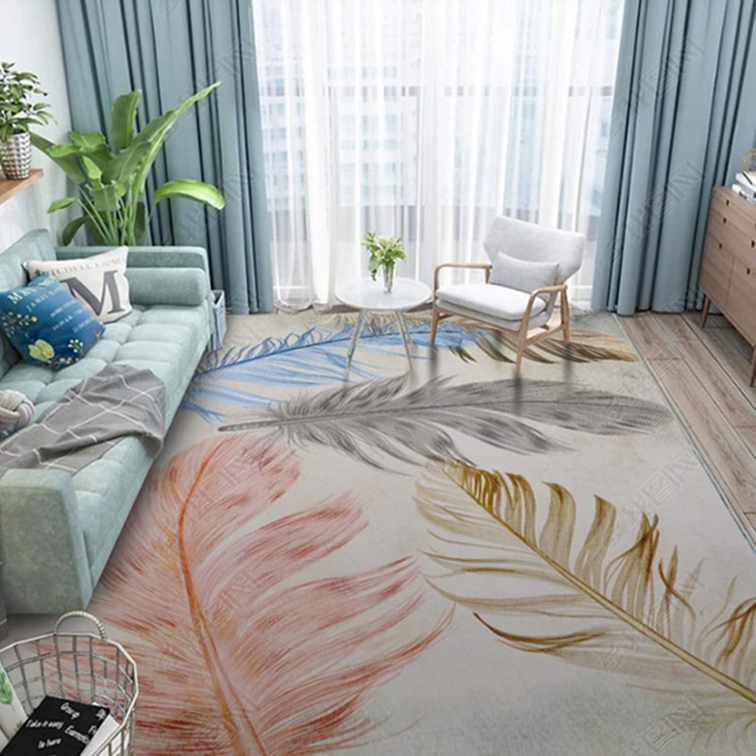 Large Rectangle Rug,Hand Woven Crystal Velvet Area Rug Machine Washable