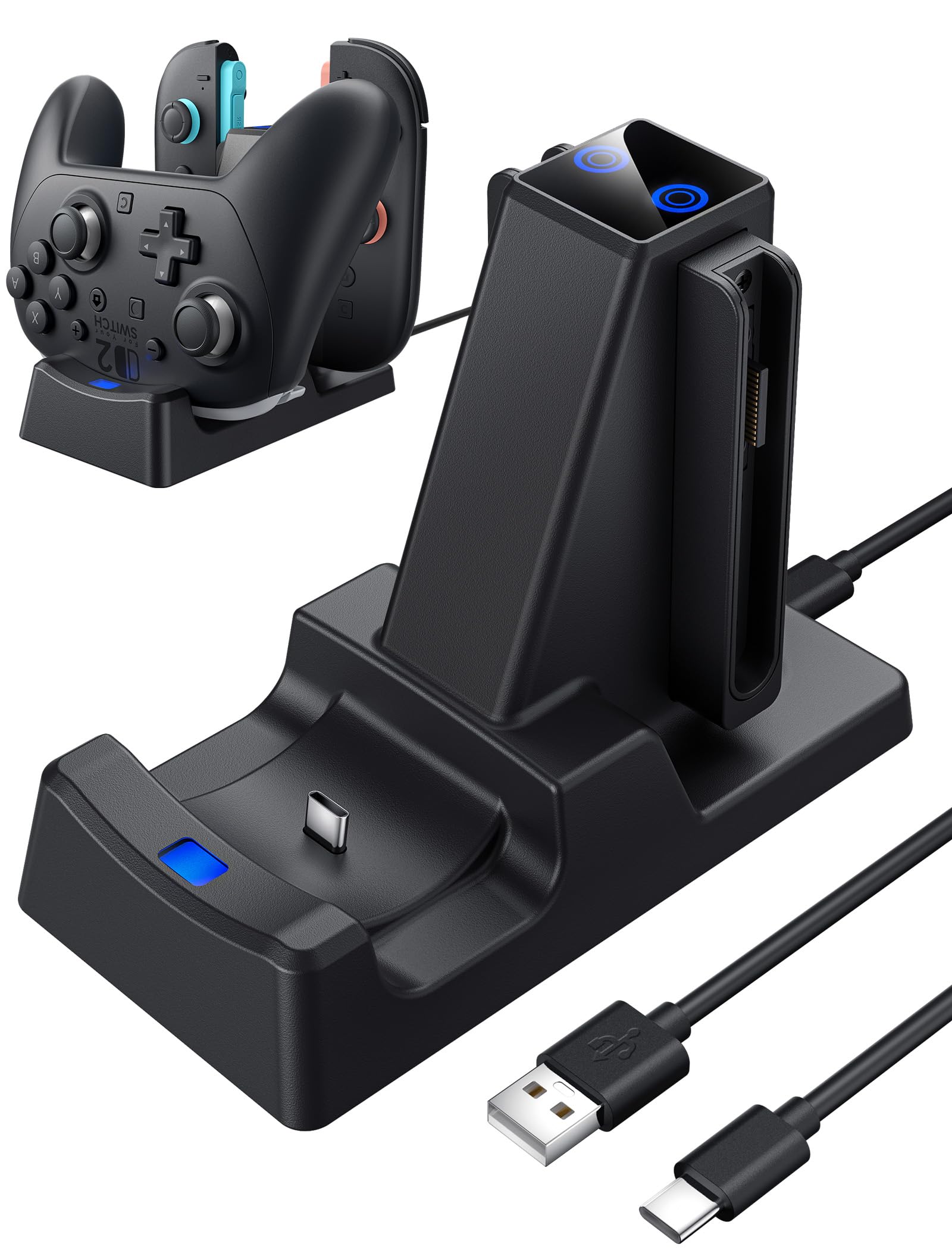 Photo 1 of 3 in 1 Charging Dock for Nintendo Switch 2 JoyCon and Pro Controller, WEOTOO Controller Charger with LED Indicator Space-Saving Storage Stand Accessories for Switch2 (2025)