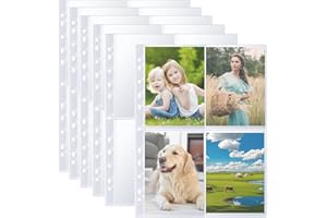 Toionmm 60 Pack Photo Album Refill Pages, 480 Pocket Photos Sleeves for 2/3/4 Ring Binder, Double-Sided 4 Pocket Photo Sheet 