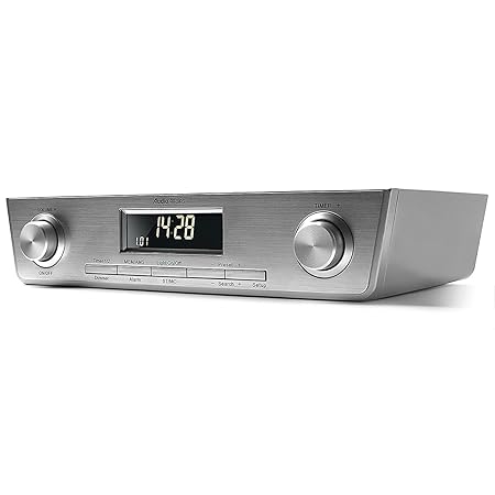 AudioAffairs KCR 010 SV UKW FM Unterbau-Radio Küchenunterbauradio mit LED Licht, Unterschrank-Küchenradio und Back-Timer, Eie