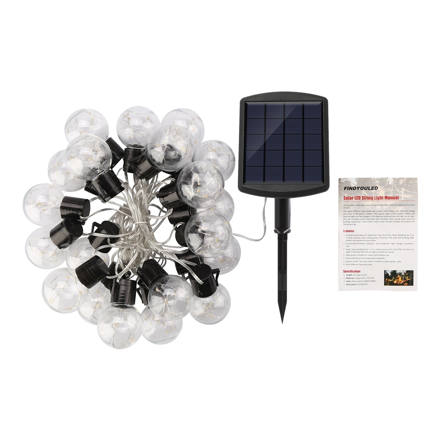Solar Powered String Lights with Hanging Sockets, 20 Ft Edison Bulbs eBay