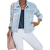 luvamia Women's Basic Button Down Stretch Fitted Long Sleeves Denim Jean Jacket
