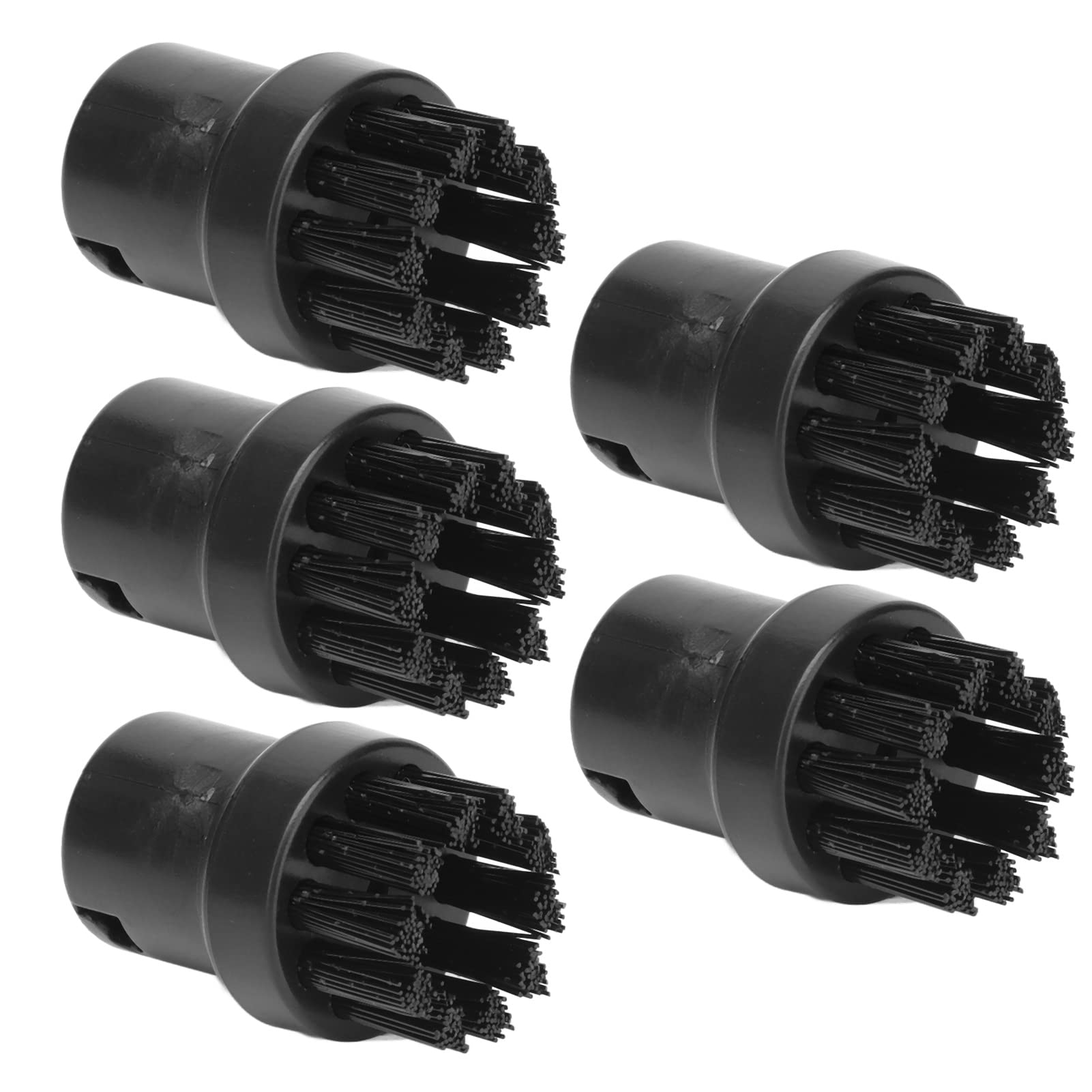 HEEPDD 5PCS Steam Cleaner Brush Heads Fit for SC1 SC2 SC3 SC4 SC5, Soft Nylon Replacement Brushes for Hard Floor Carpet, Steam Engine Accessories with Adaptor
