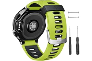 NotoCity Silicone Watch Band Replacement Solft Silicone Strap Compatible Forerunner 230/220/ 235/620/ 630/ 735XT/ Approach S20/ S5/ S6-Green