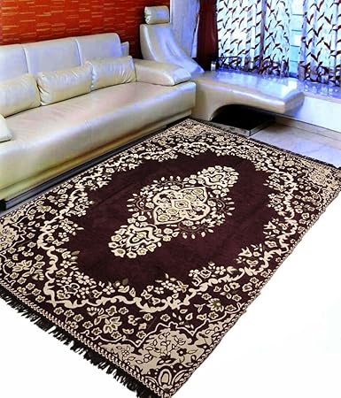 Ab Home Decor Velvet Touch Chenille Coffee Large Size Carpet for living room Hall Bedroom Floor Drawing Room 9 Feet (Length) x 6 Feet (width)