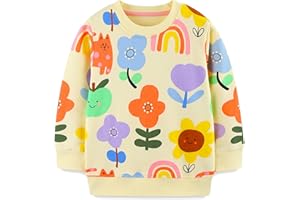 Bumeex 100% Cotton Toddler Girl's Cute Cartoon Long Sleeve Sweatshirt Clothes Clothing Outfits 2-7Y