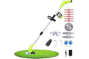 HooSeen Cordless Weed Wacker, Grass Trimmer with 3 Types Blades and 2.0Ah Li-Ion Battery Powered,12V Electric Weed Trimmer/Edger for Garden Yard Work and Lawn Care