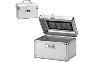 Vilcjson Combination Lock Box - 10.2x6.7x6.9 Inch - Security Lock Boxes for Medicine, Locking Storage Box for Personal Items Passports and Documents, Lockable Lockbox for Office Business, Silver