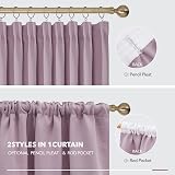 Deconovo Solid Pencil Pleat Curtains Blackout Pink Lavender 2 Panels W55 x L82 view 5