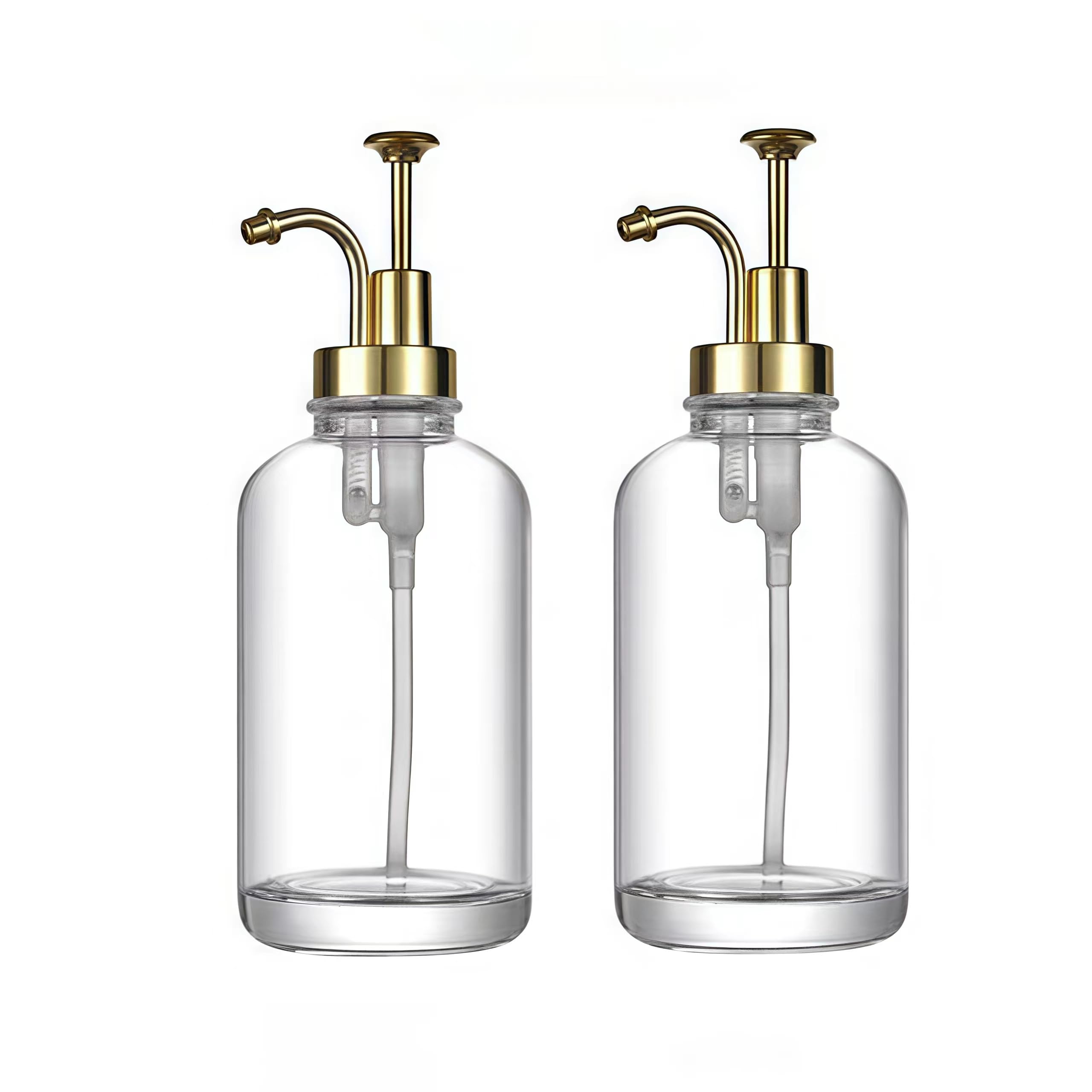 2 Pack Coffee Syrup Pump Coffee Station Coffee Syrup Dispenser Glass Honey Pot Honey Jar Shampoo and Conditioner Dispenser (Gold)