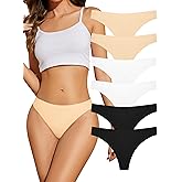 ANSUKOO Seamless Thongs for Women 6 Pack,No Show Underwear,Comfortable Ladies Panties Underpants,Invisible Gym Workout Undies